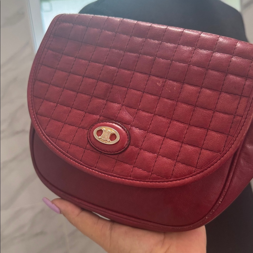 Celine vintage Red Quilted Leather Bag with COA - Picture 11 of 17